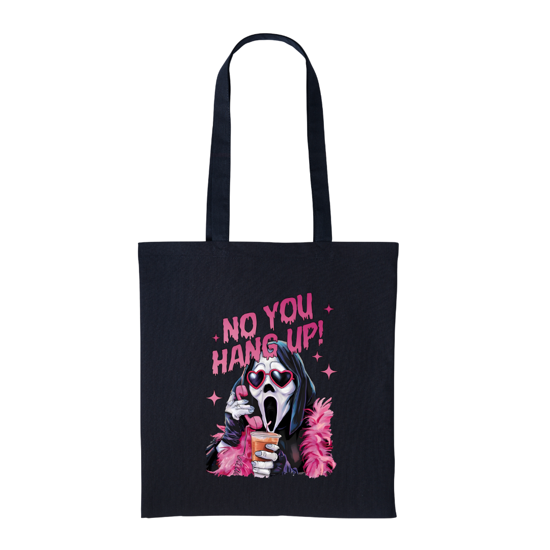 No You Hang Up - Black Cotton Shopper