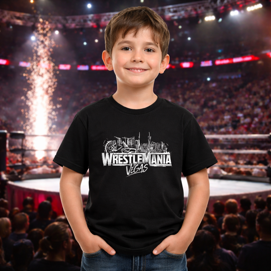 Wrestlemania Vegas - Kids Black T-Shirt
