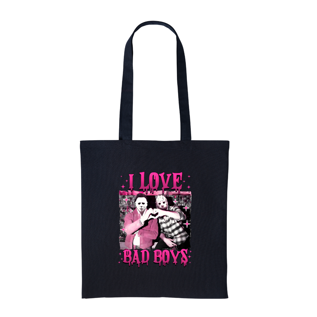 I Love Bad Boys V1 - Black Cotton Shopper