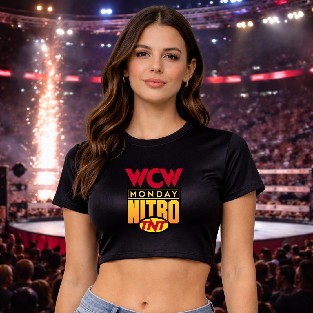 WCW Monday Nitro - Women’s Cropped Black T-Shirt