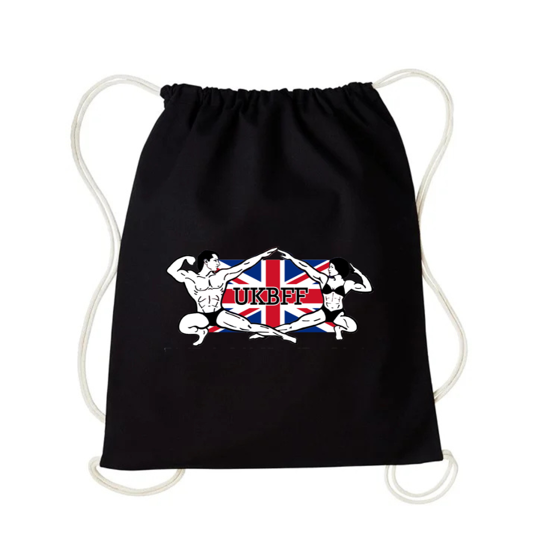 UKBFF Logo Drawstring Gym Bag - Black/Natural