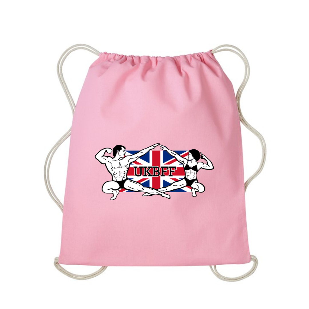 UKBFF Logo Drawstring Gym Bag - Light Pink/Natural