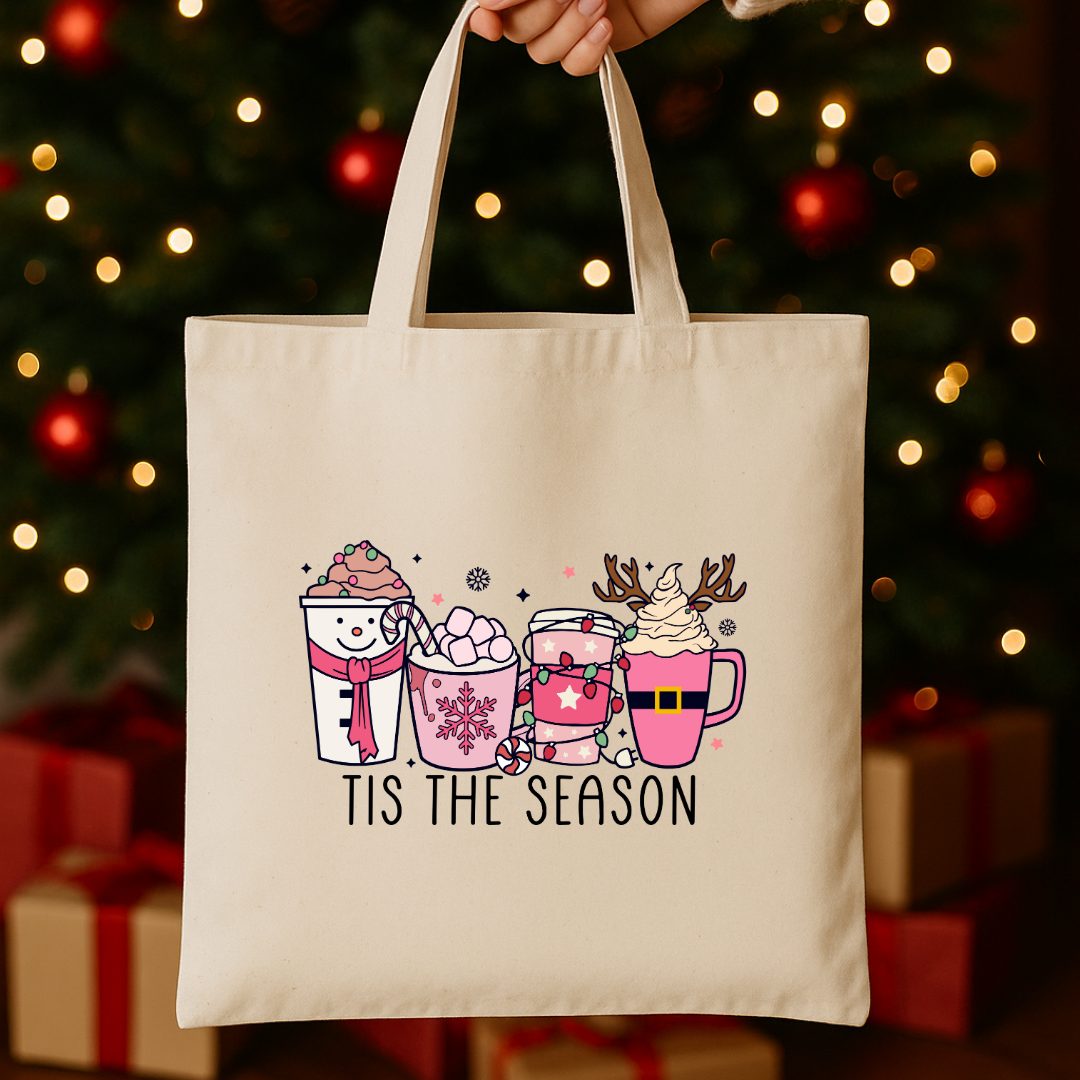 Tis The Season Coffee Latte - Natural Short Handle Tote Bag