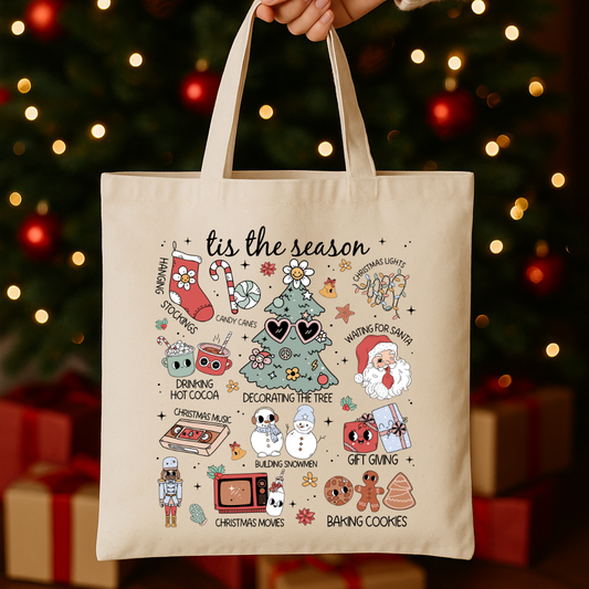 Tis The Season - Natural Short Handle Tote Bag