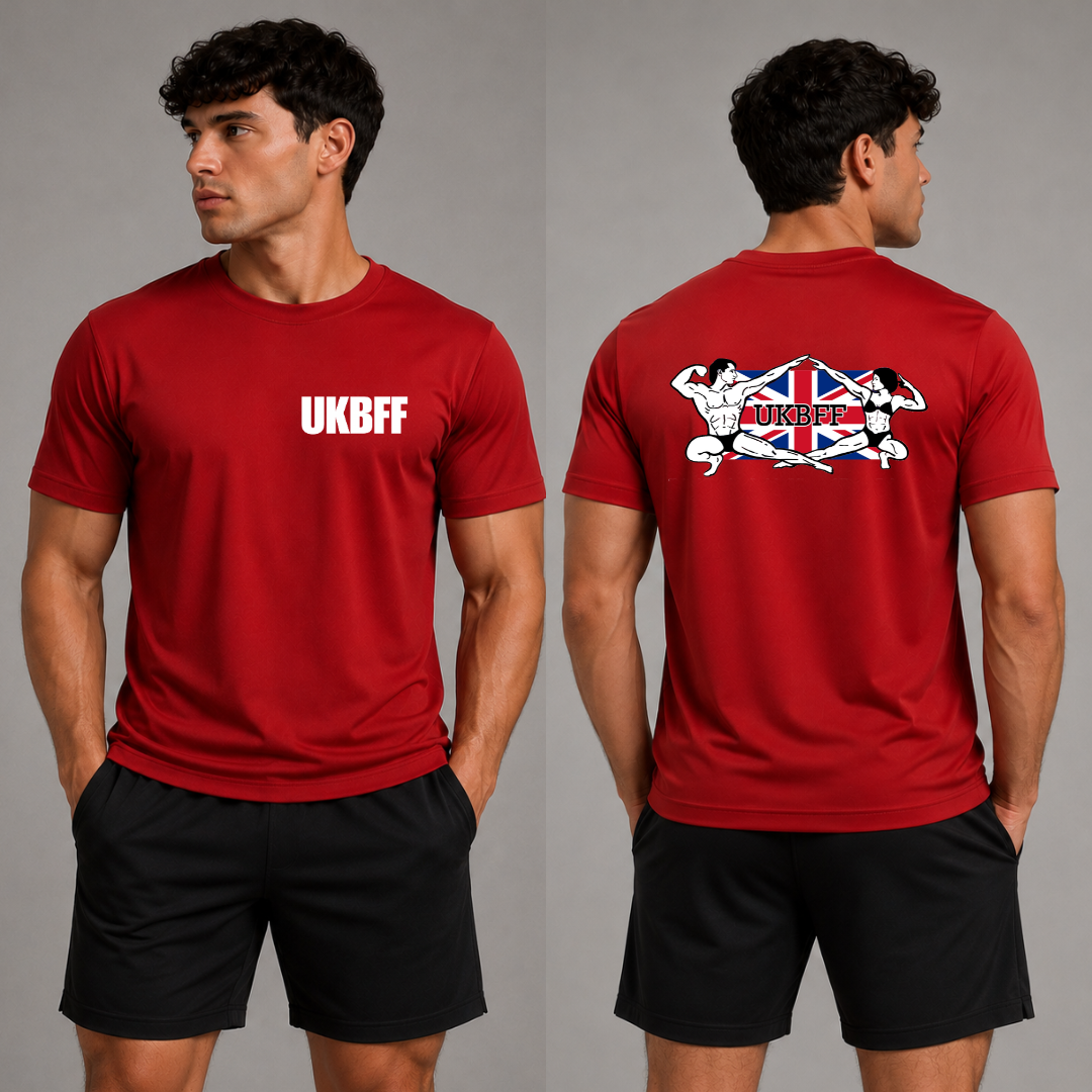 UKBFF Cool T-Shirt Front/Back Print - Fire Red