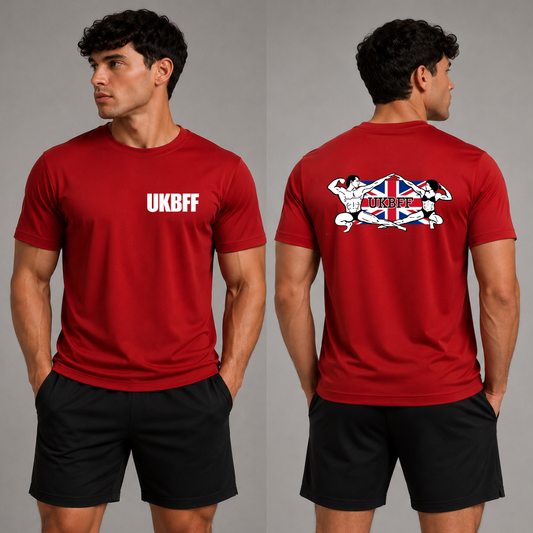 UKBFF Cool T-Shirt Front/Back Print - Fire Red
