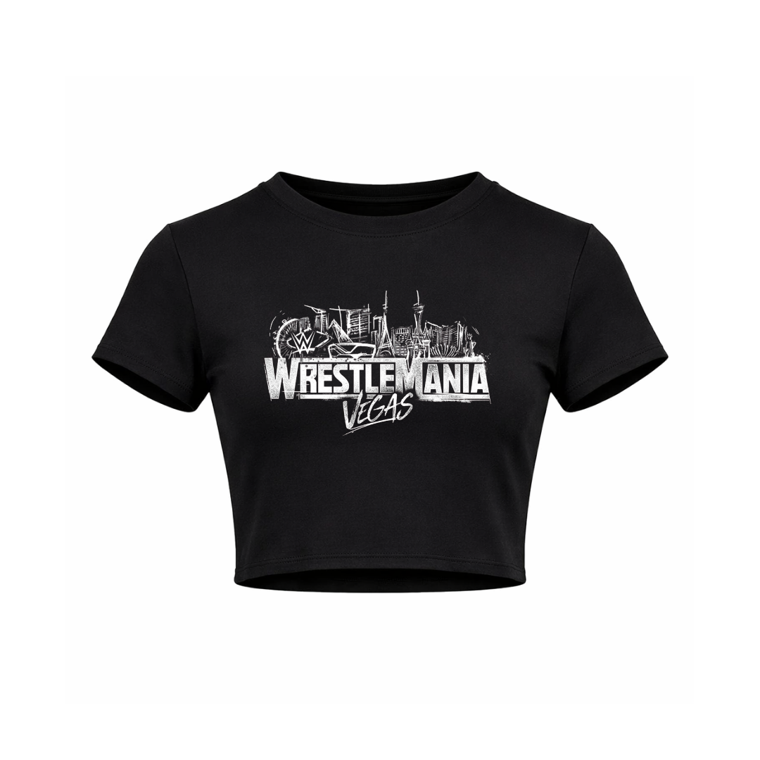 Wrestlemania Vegas - Women’s Cropped Black T-Shirt