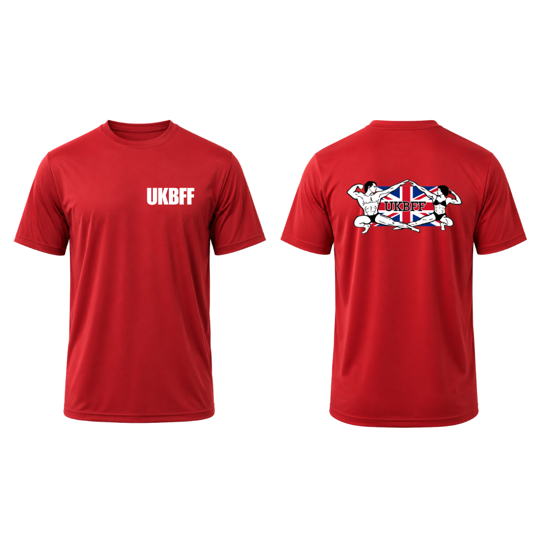 UKBFF Cool T-Shirt Front/Back Print - Fire Red