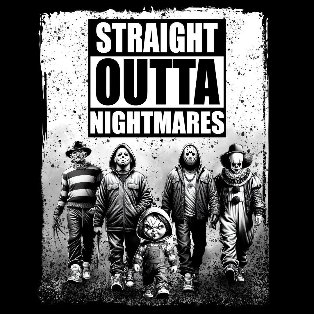 Straight Outta Nightmares - Black T-Shirt