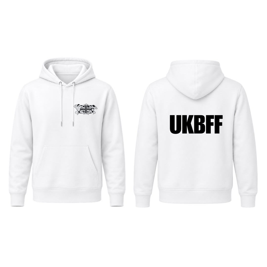 UKBFF Black Logo Front/Back Print - White Hoodie