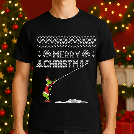 Grinch Merry Christmas - Black T-Shirt