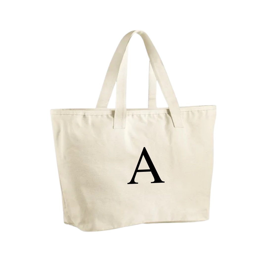 Initial Oversized Canvas Tote Bag