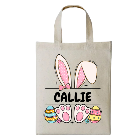 Easter Bunny Girls (Custom Name) - Mini Treat Bag Natural