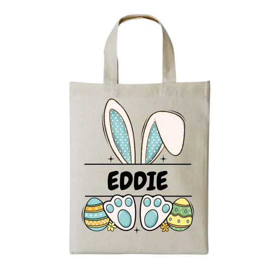 Easter Bunny Boys (Custom Name) - Mini Treat Bag Natural