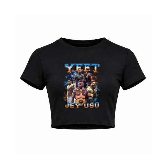 Jey Uso Yeet - Women’s Cropped Black T-Shirt