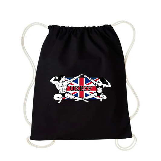 UKBFF Logo Drawstring Gym Bag - Black/Natural