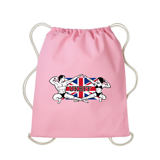 UKBFF Logo Drawstring Gym Bag - Light Pink/Natural