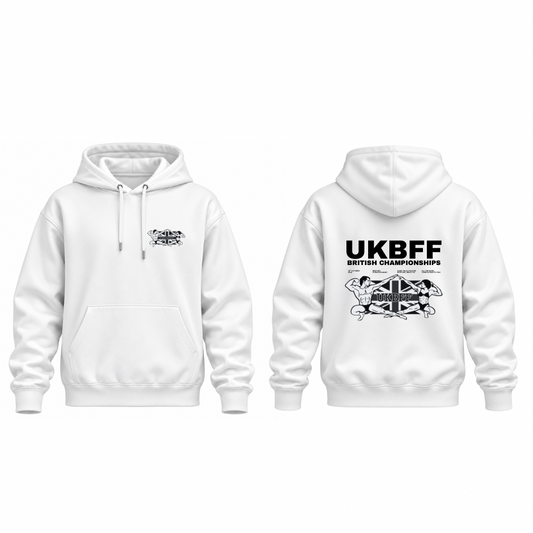 UKBFF British Championships 26 Hoodie - White Hoodie
