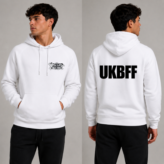 UKBFF Black Logo Front/Back Print - White Hoodie